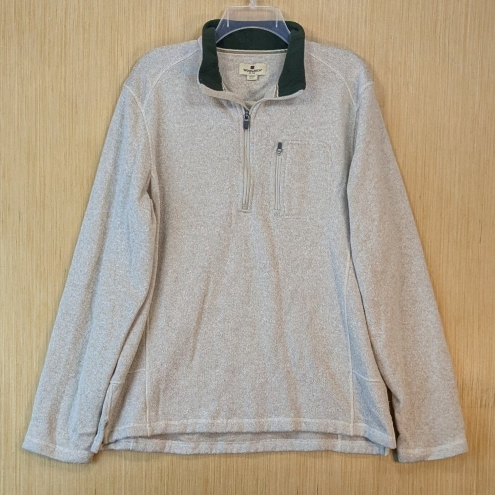 Woolrich Mens Quarter Zip Fleece Pullover Sweater XL Gorpcore Oatmeal Heather